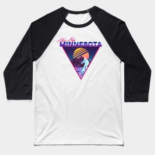 Retro Vaporwave Ski Mountain | Afton Alps Minnesota | Shirts, Stickers, and More! Baseball T-Shirt